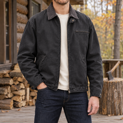 Hayes Canvas Work Jacket in Charcoal
