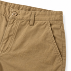 Grant Washed Cotton Chinos waistband, button and front pocket in Khaki