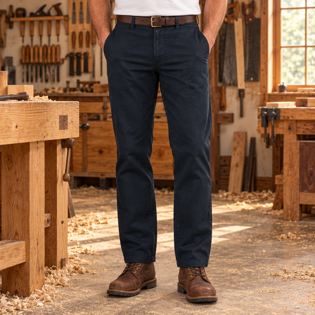 Grant Washed Cotton Chinos in Navy