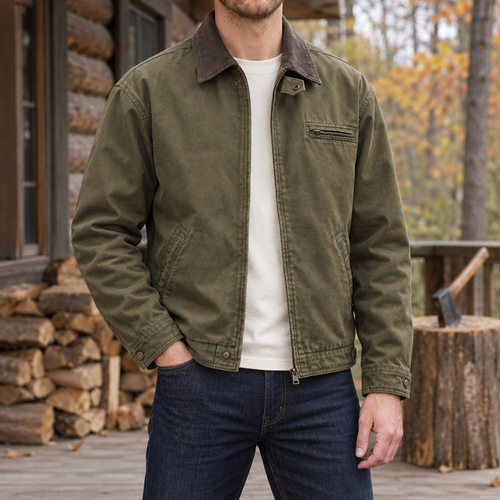 Hayes Canvas Work Jacket in Olive